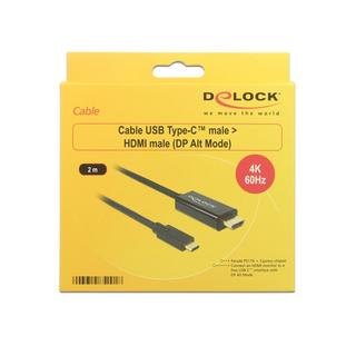 DeLock  DeLOCK 85291 câble vidéo et adaptateur 2 m USB Type-C HDMI Noir 