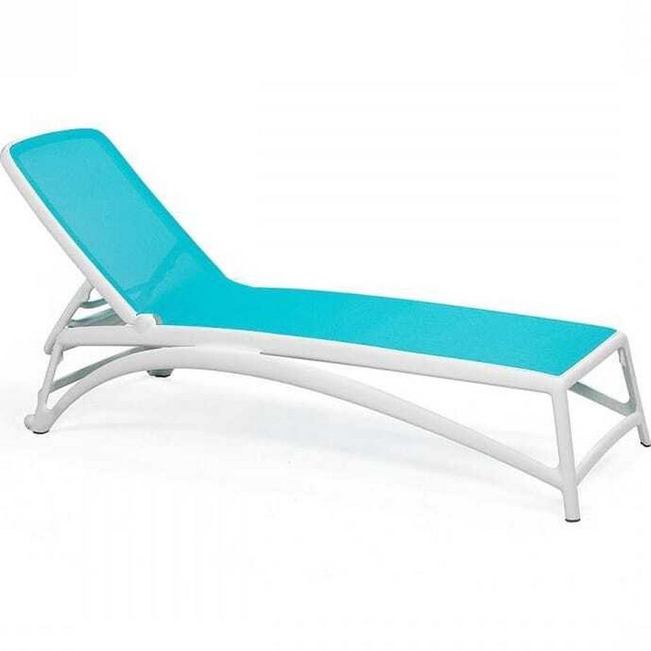 Chaise longue de jardin Atlantico blanc turquoise