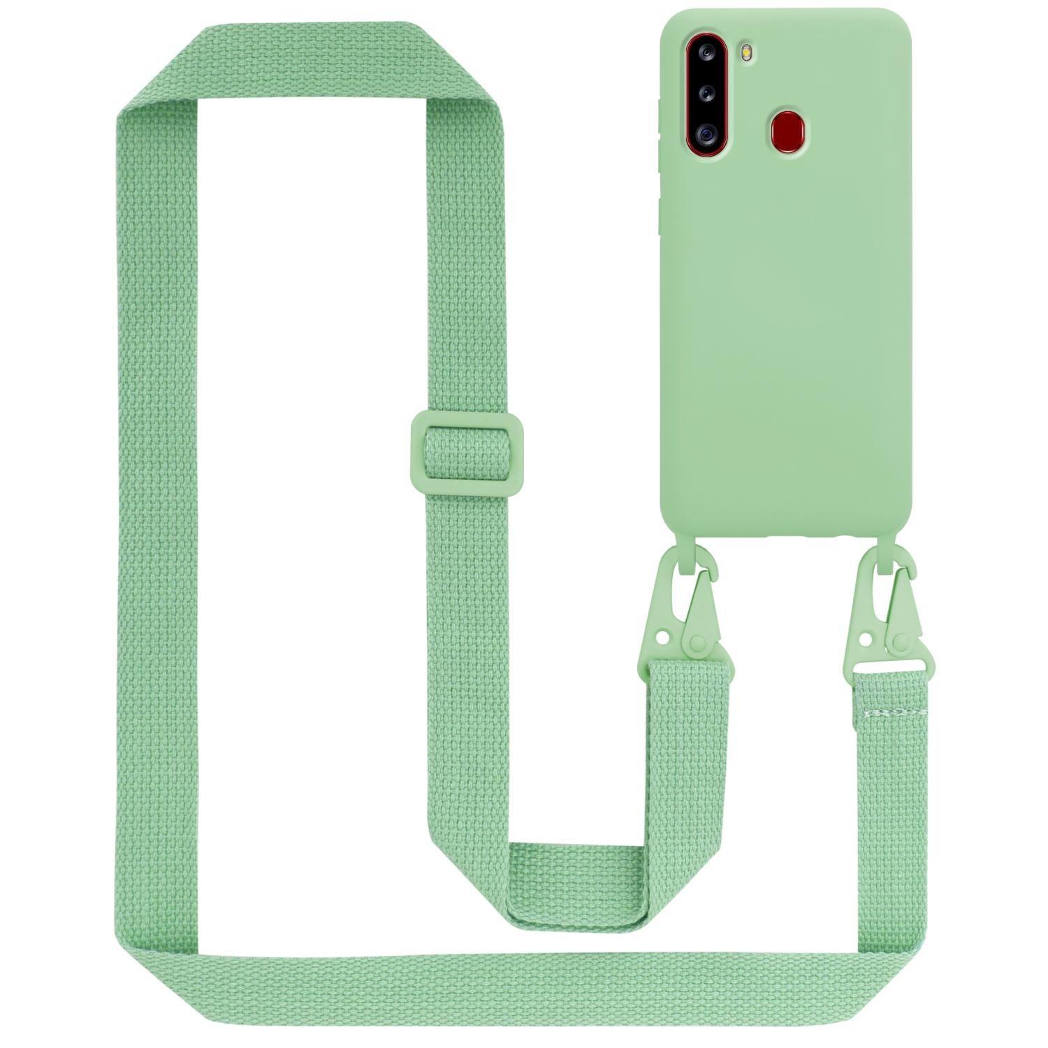 Cadorabo  Chaîne de téléphone portable compatible avec Samsung Galaxy A21 - Coque de protection en silicone avec cordelette réglable 