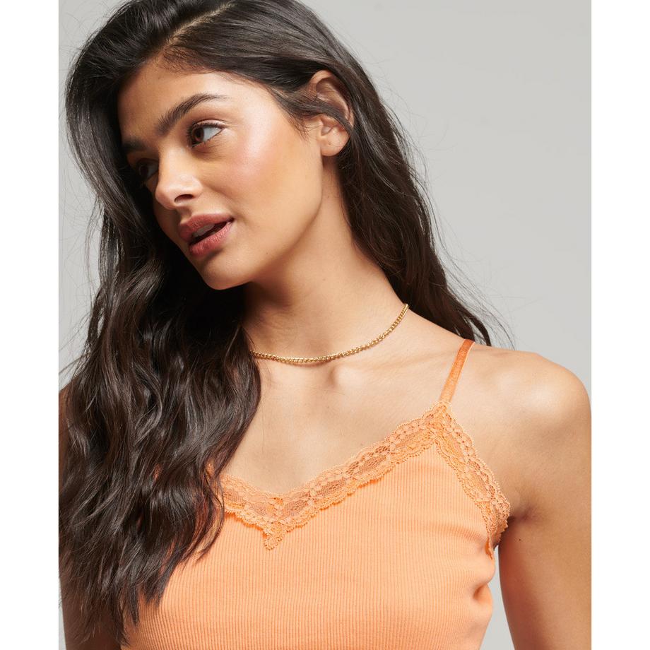 Superdry Canottiera a Coste in Pizzo  