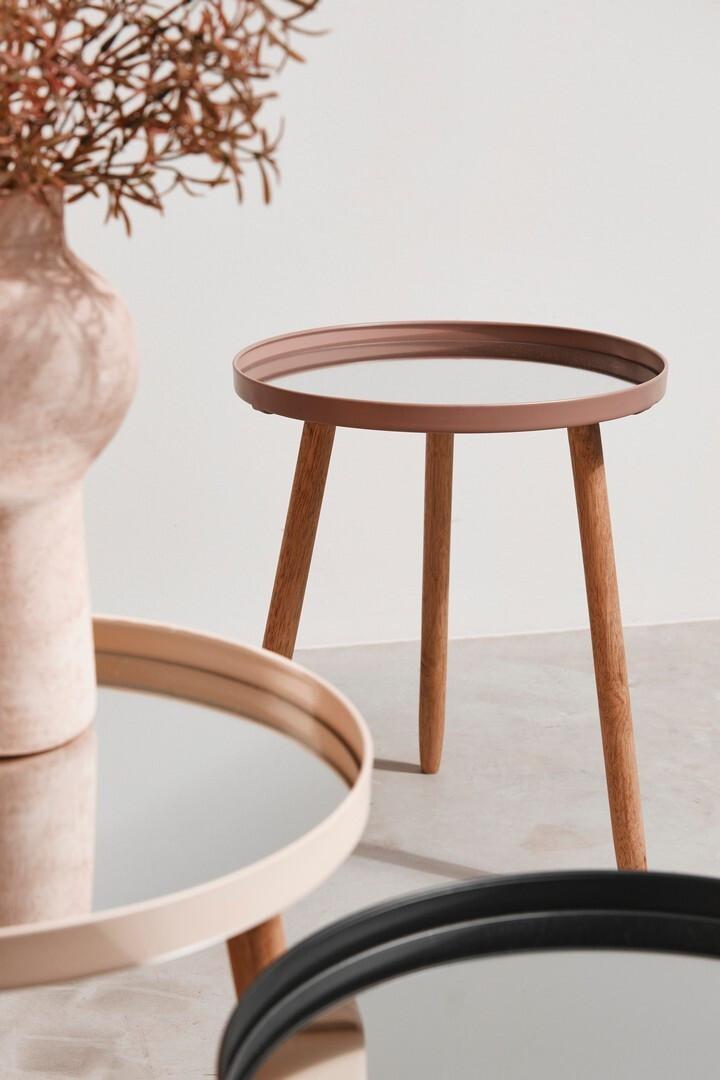 mutoni Table d&#039;appoint Edvard noire ronde (set de 2)  