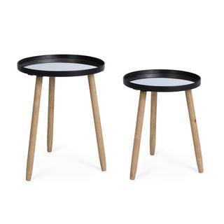 mutoni Table d&#039;appoint Edvard noire ronde (set de 2)  