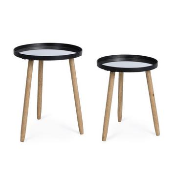Table d&#039;appoint Edvard noire ronde (set de 2)
