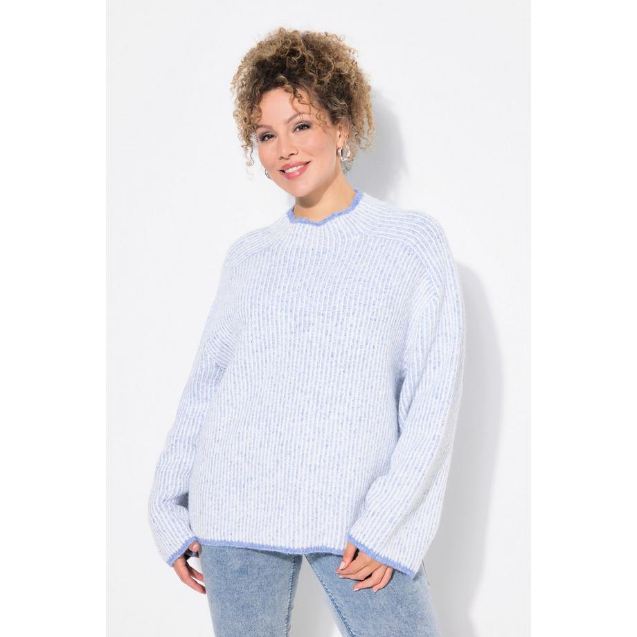 Ulla Popken Pull Col Montant Rayé Manches Longues  