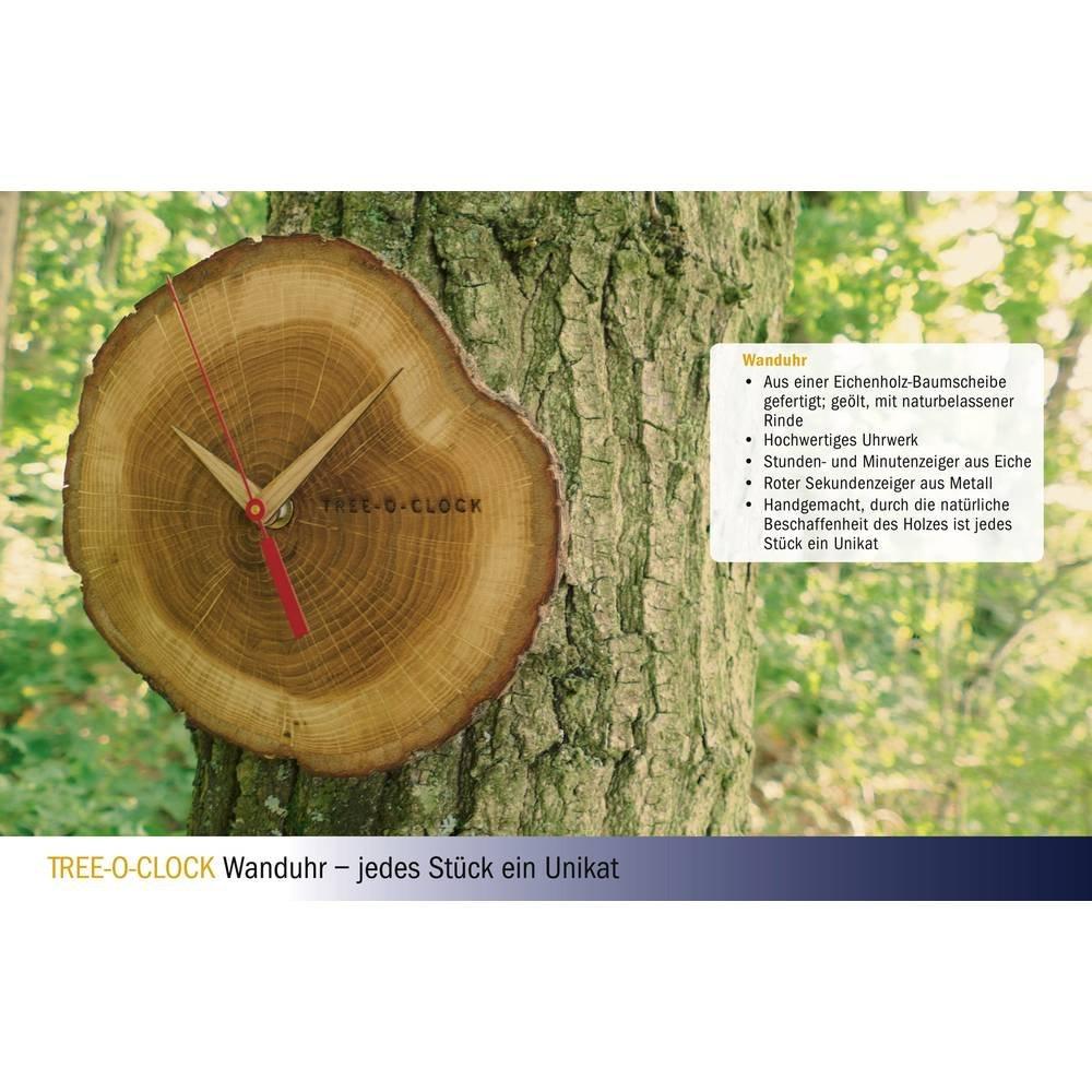 TFA Dostmann Quarz Wanduhr aus Eichenholz TREE-O-CLOCK  