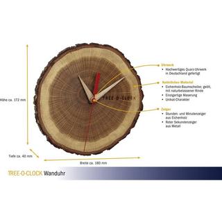 TFA Dostmann Quarz Wanduhr aus Eichenholz TREE-O-CLOCK  