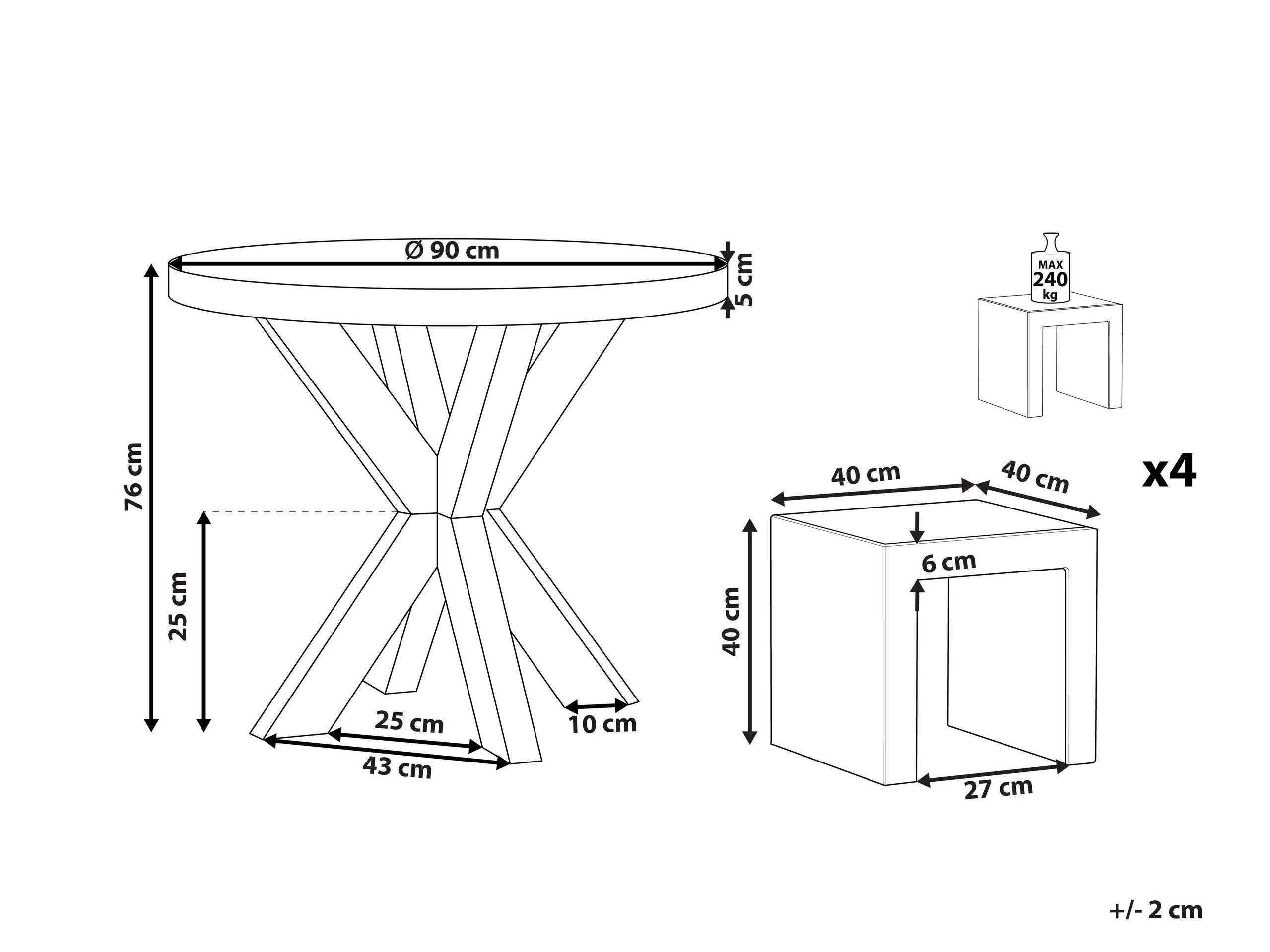 Beliani Gartentisch Set aus Faserzement Industriell OLBIA/TARANTO  