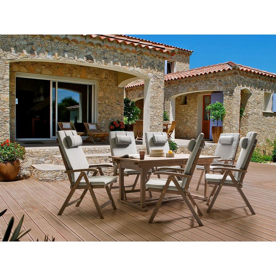 Beliani Salle à manger de jardin avec chaises en Acacia Traditionnel AMANTEA PREMIUM  