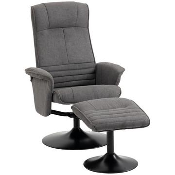Fauteuil De Relaxation Avec Repose-Pieds Fauteuil Tv Rotatif À 360° Dossier Réglable Fauteuil Avec Tabouret Mousse Gris Foncé 69 X 71 X 104 Cm