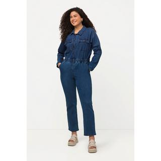 Ulla Popken  Jeans-Boilersuit, Jeans-Overall, Hemdkragen, Langarm 