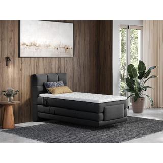 Vente-unique Set boxspring test. trapun. + Rete relax elett. + Mater. + Topper 100x200 Tessuto Antracite - LODI di PALACIO  