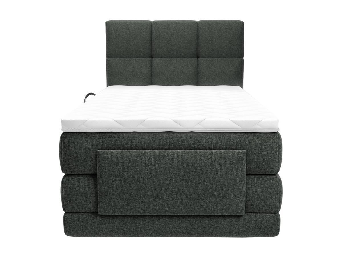 Vente-unique Boxspringbett mit gestepptem Kopfteil + elektrischem Untergestell mit Relaxfunktion + Matratze + Topper - 100 x 200 cm - Stoff - Anthrazit - LODI von PALACIO  