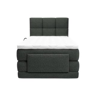 Vente-unique Ensemble complet boxspring tête de lit capitonnée + sommiers relaxation électrique + matelas + surmatelas - 100 x 200 cm - Tissu - Anthracite - LODI de PALACIO  