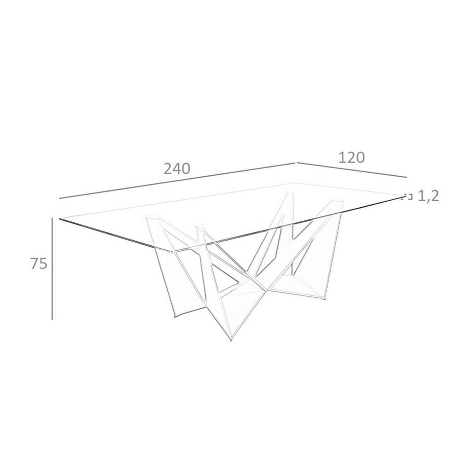 ANGEL CERDA Table à manger rectangulaire verre trempé et acier noir  