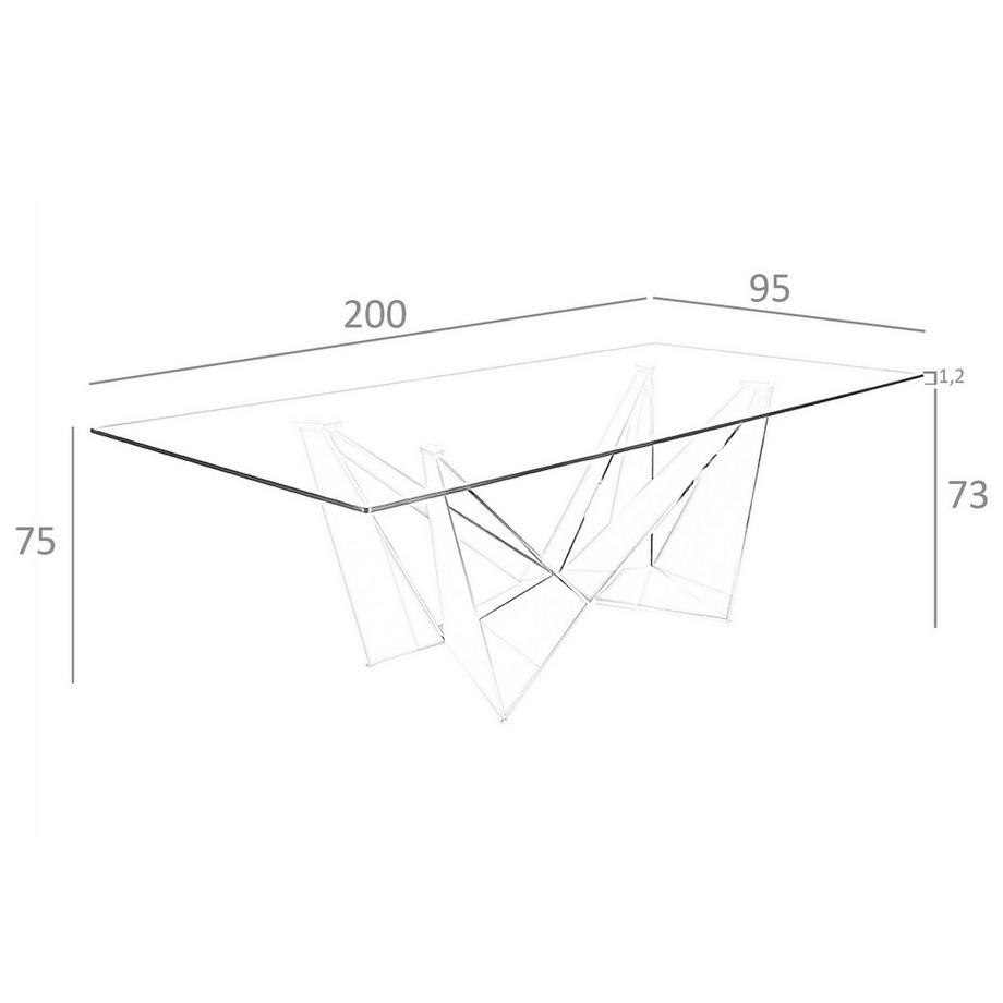 ANGEL CERDA Tavolo da pranzo rettangolare vetro temperato e acciaio nero  