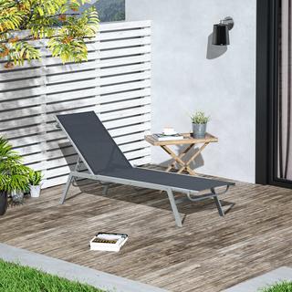 Northio Bain de Soleil de Jardin Chaise Longue Relax Dossier 5 Marches métal Noir 170 x 58 x 97 cm  