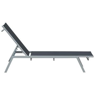 Bain de Soleil de Jardin Chaise Longue Relax Dossier 5 Marches métal Noir 170 x 58 x 97 cm