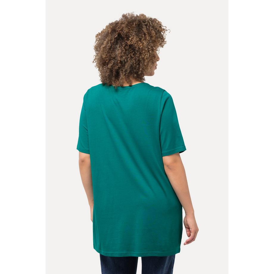 Ulla Popken T-shirt Plis Décoratifs Coupe Évasée Col Rond Manches Courtes  