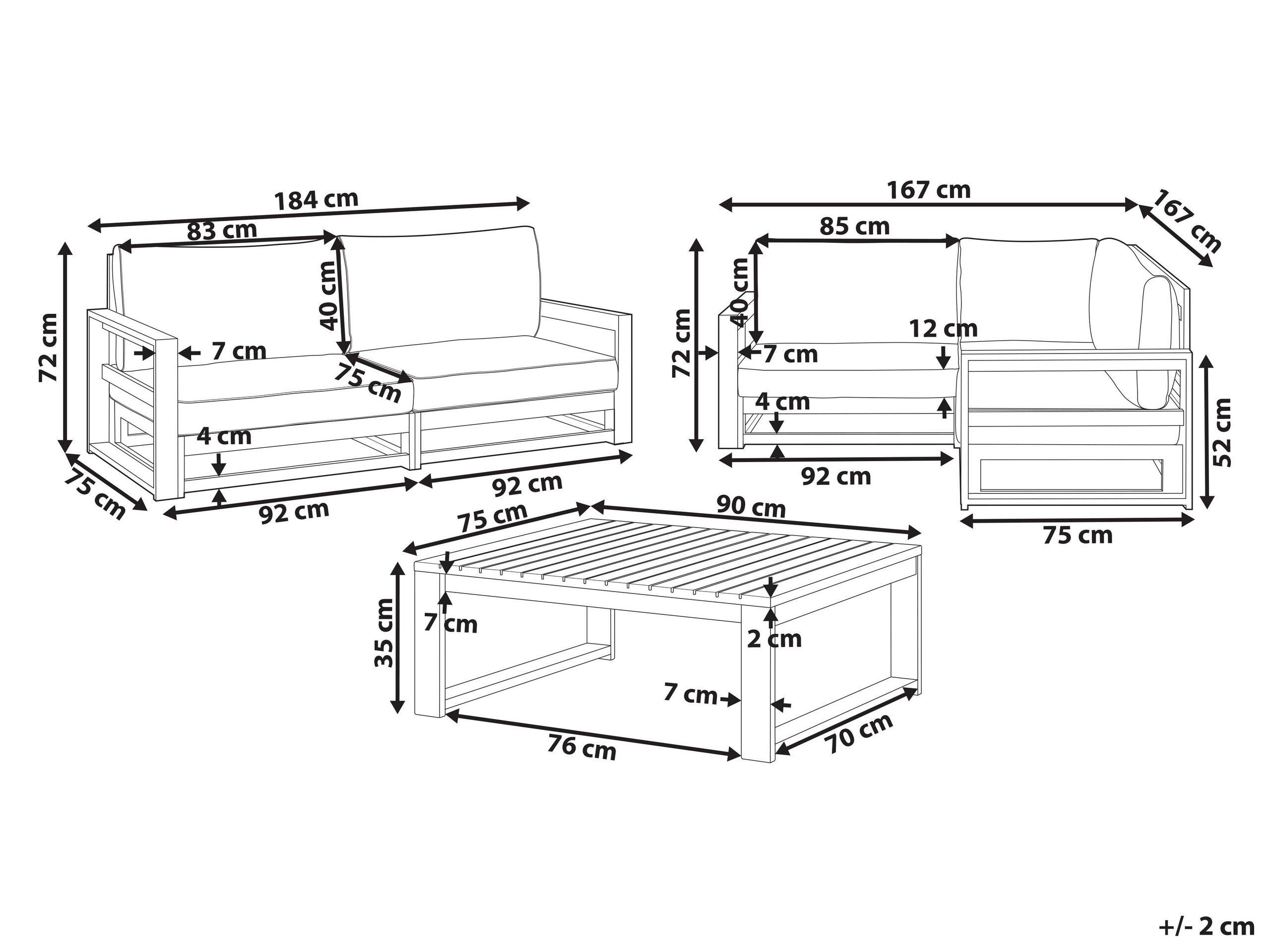 Beliani Set lounge pour jardin en Bois d'acacia certifié FSC® Moderne TIMOR  