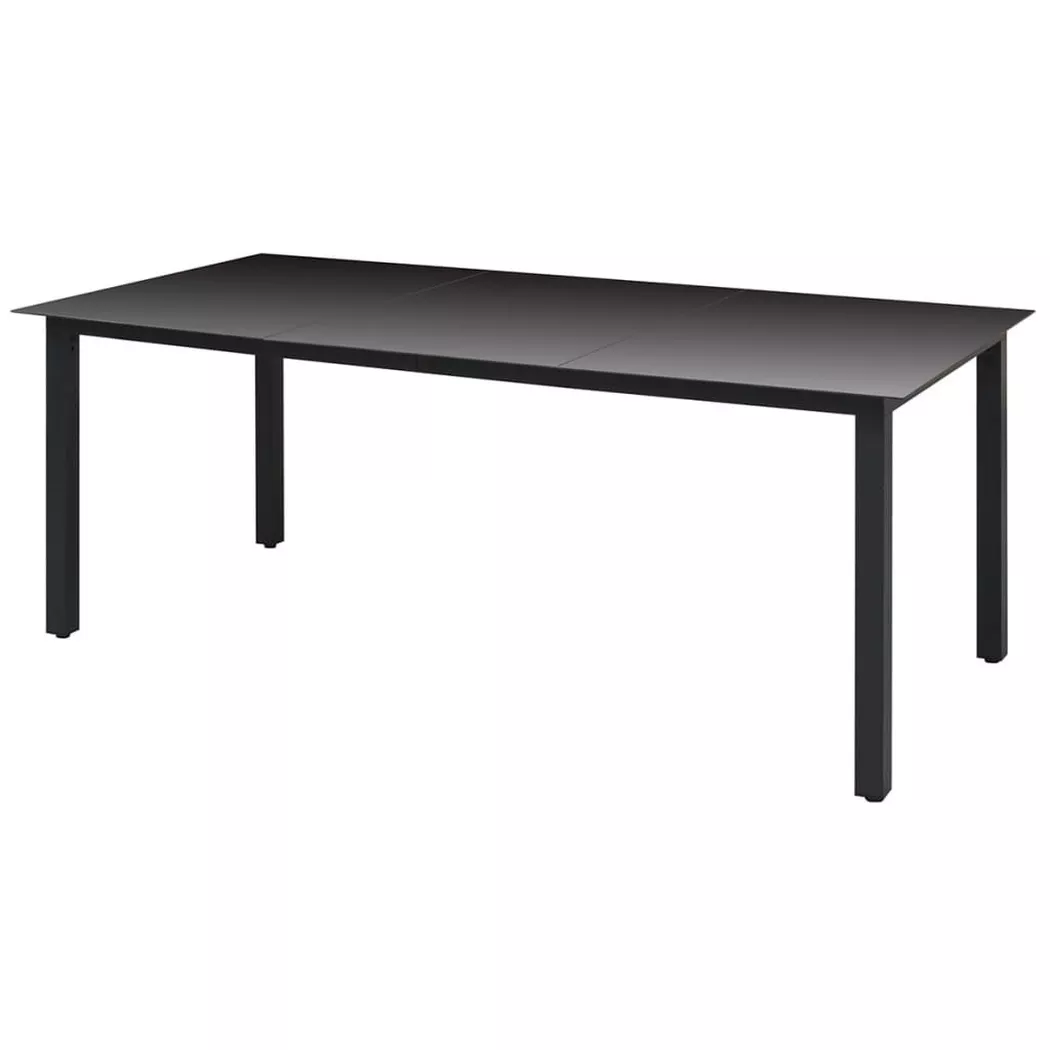 Table de jardin Noir 190x90x74 cm Aluminium et verre