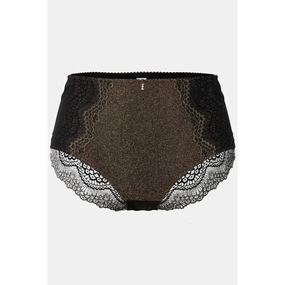 Ulla Popken Midislip Goldglänzende Spitze Blickdicht  