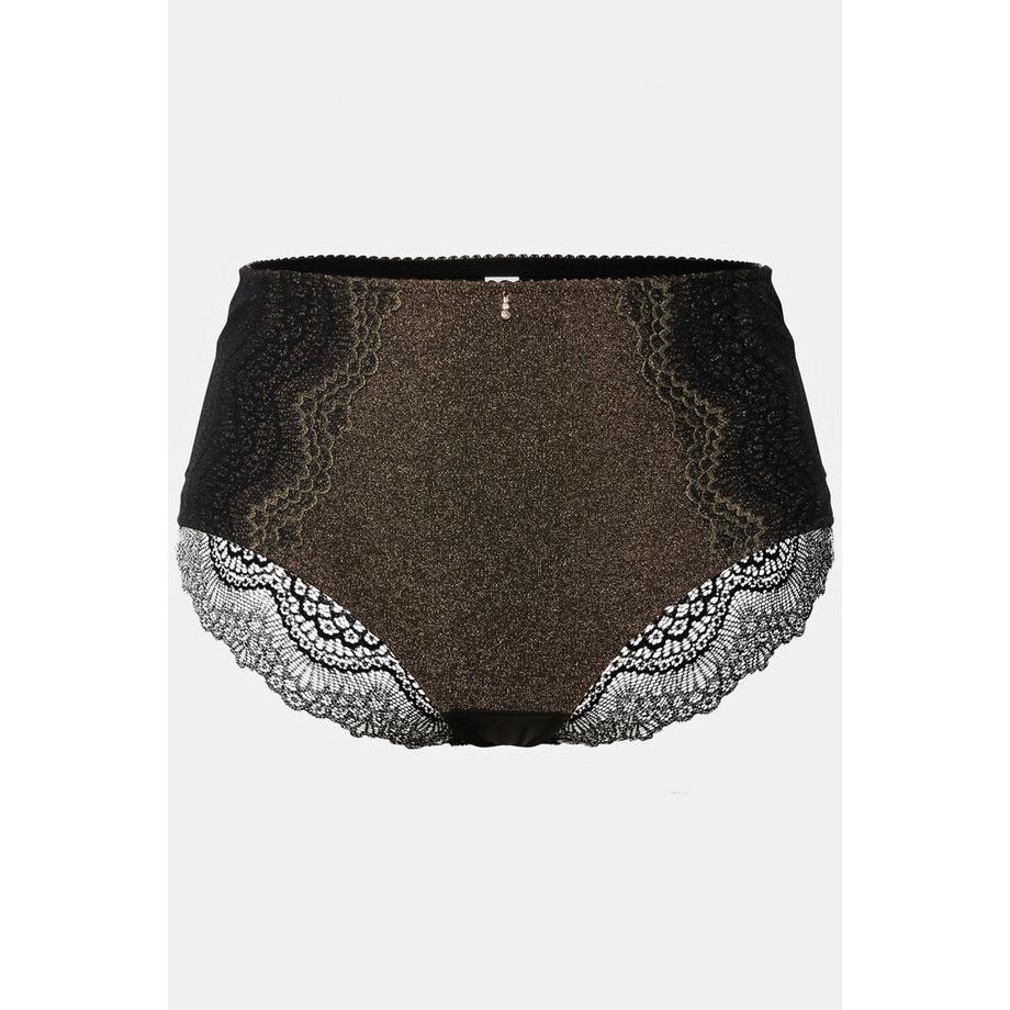 Ulla Popken Midislip Goldglänzende Spitze Blickdicht  