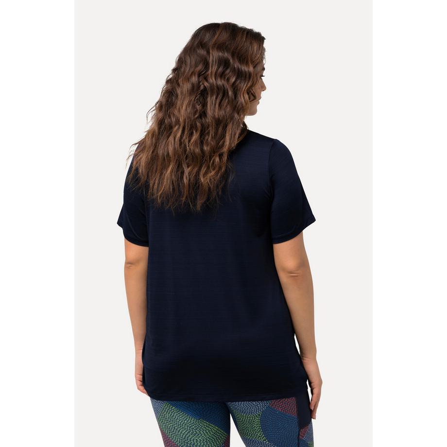 Ulla Popken Maglia funzionale arricciata linea A scollo a V mezze maniche  