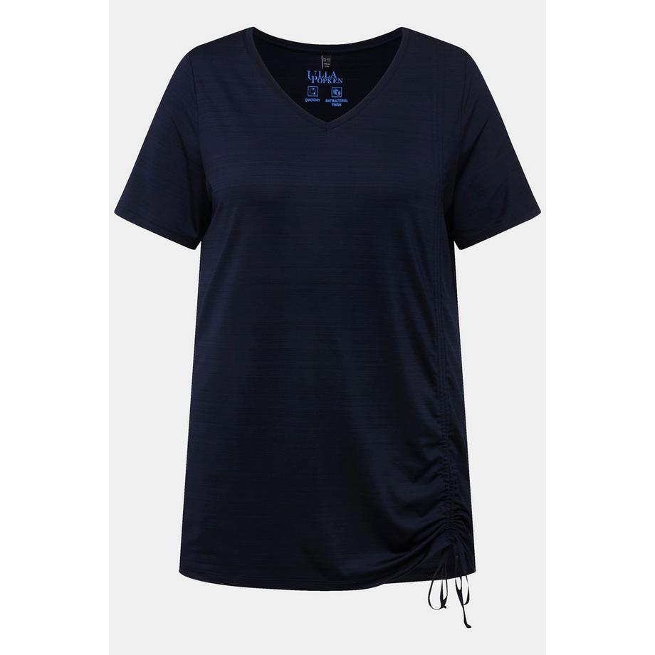 Ulla Popken Maglia funzionale arricciata linea A scollo a V mezze maniche  