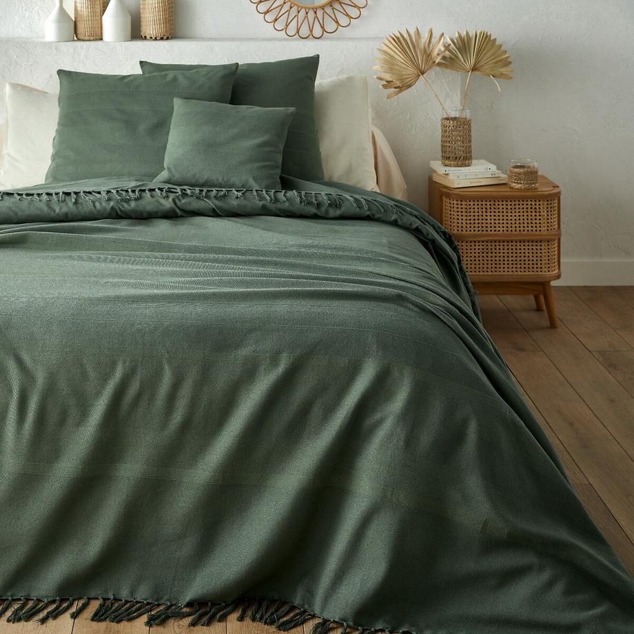 Dessus de lit frangé coton