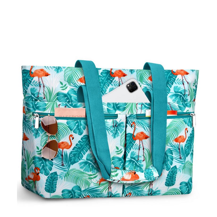 Sac de Plage avec Fermeture Éclair, Grand Sac Cabas Sac Fourre-Tout de Plage Sac de Voyage