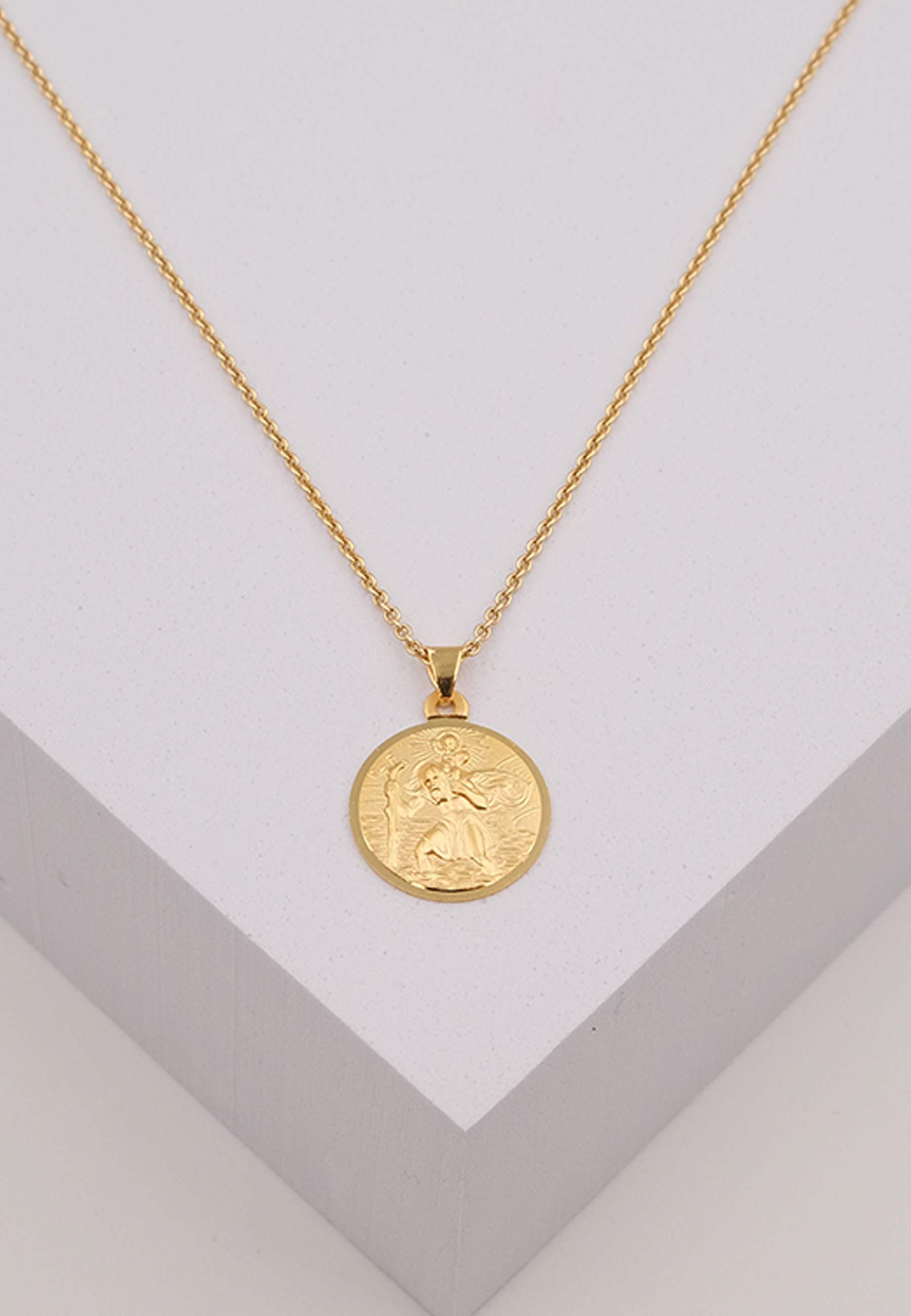 MUAU Schmuck  Anhänger Medaille Christophorus Gelbgold 750, 14mm 