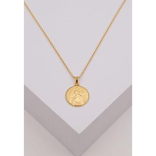 MUAU Schmuck  Anhänger Medaille Christophorus Gelbgold 750, 14mm 