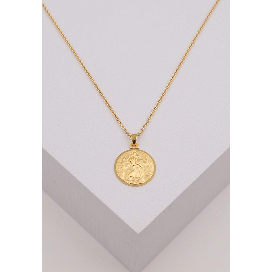 MUAU Schmuck  Anhänger Medaille Christophorus Gelbgold 750, 14mm 