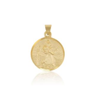 MUAU Schmuck  Anhänger Medaille Christophorus Gelbgold 750, 14mm 