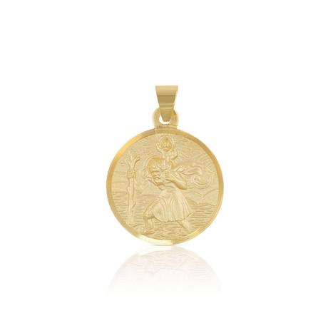 MUAU Schmuck  Anhänger Medaille Christophorus Gelbgold 750, 14mm 