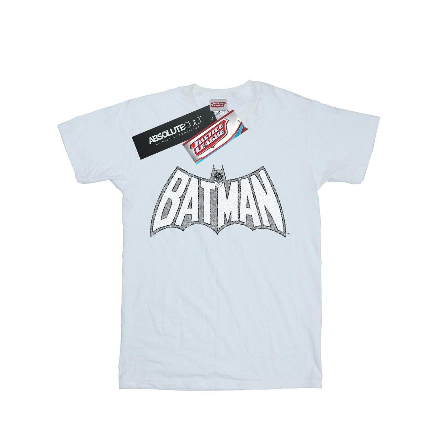 Image of Batman Retro Crackle Logo Tshirt Herren Weiss L