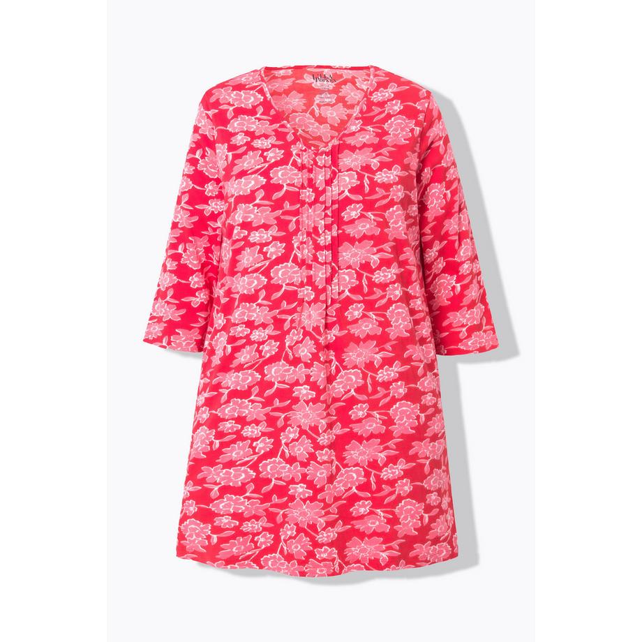 Ulla Popken T-shirt long Passepoils Coupe Évasée Col en V Manches 3/4  