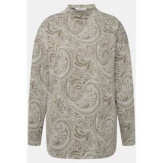 Studio Untold  Longsleeve, oversized, Glitter Paisley, Stehkragen, Seitenschlitze 