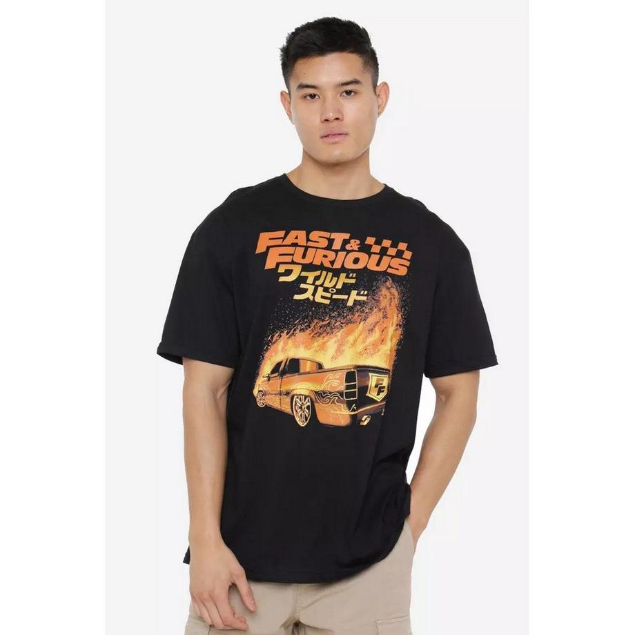 Fast & Furious Auto Feuer Logo Grafikdruck T-Shirt  