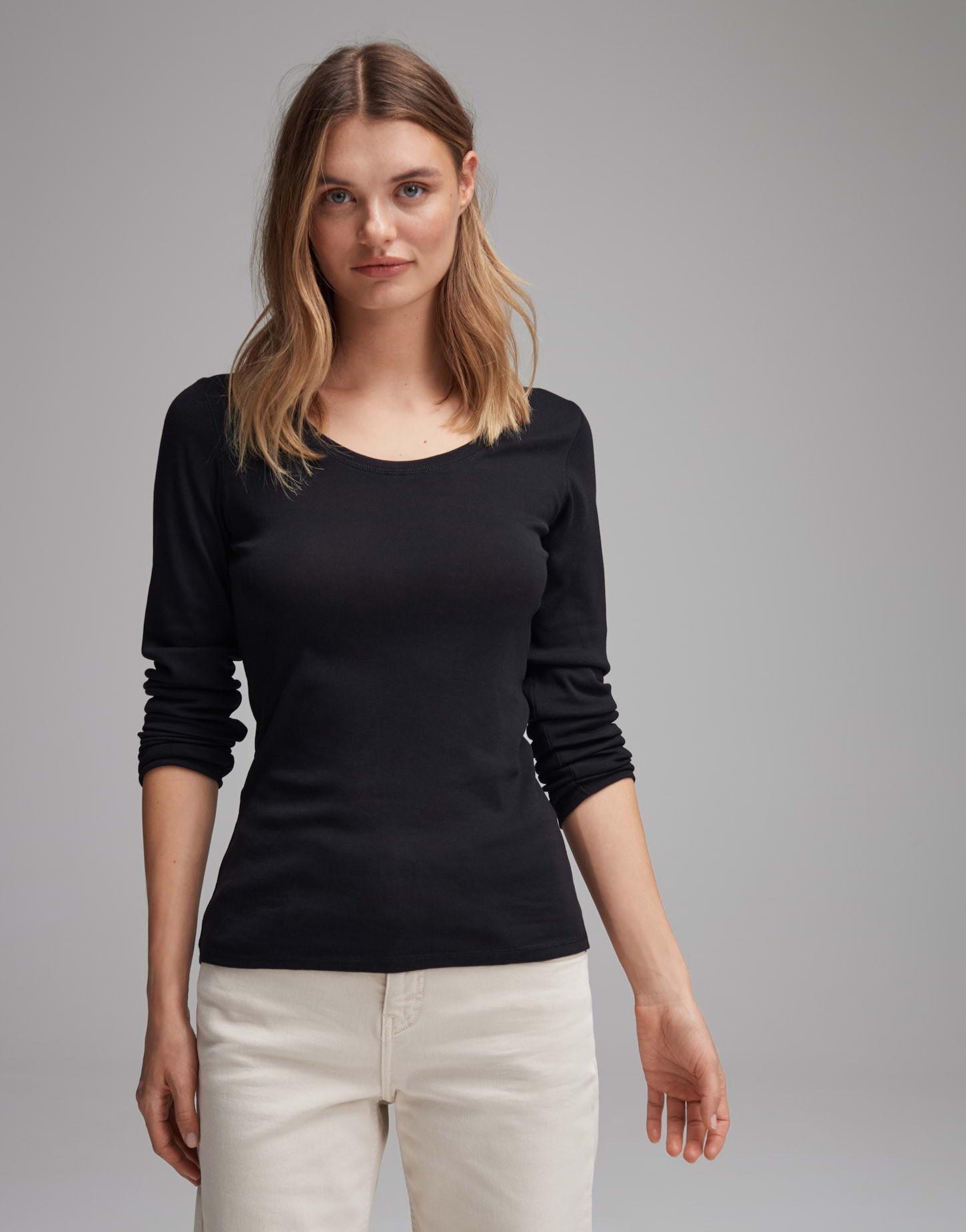 Image of Langarmshirt Sorana Figurbetont Damen Schwarz 40