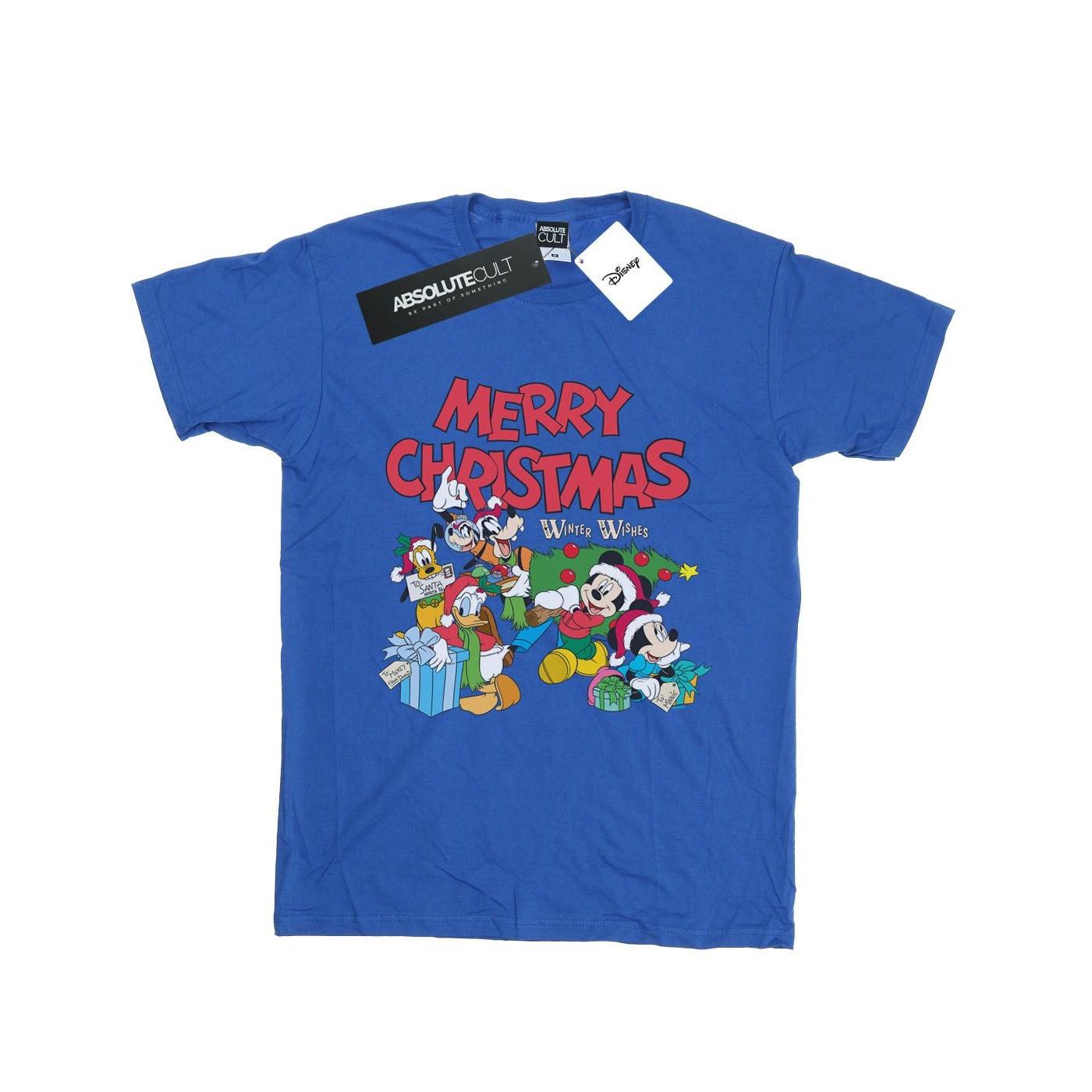 Image of Mickey And Friends Winter Wishes Tshirt Damen Königsblau XXL