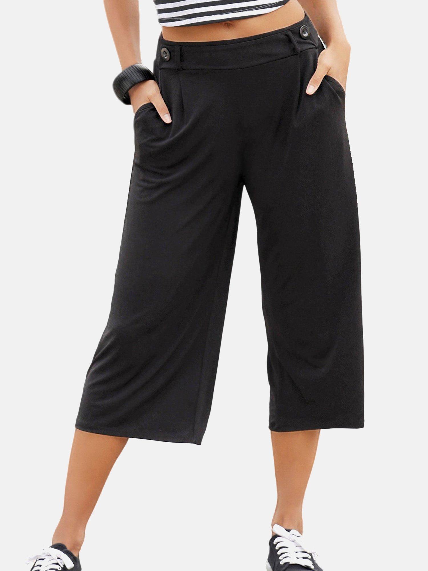 Image of Hose Mit Weitem Bein Basic Damen Schwarz 36