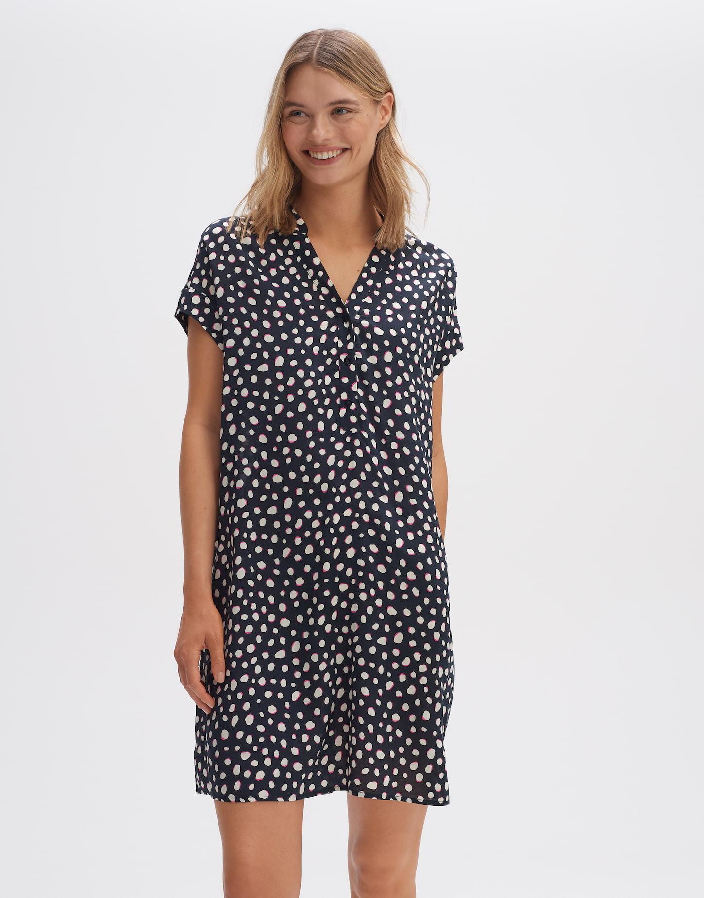 Image of Blusenkleid Wularo Dot Gerader Schnitt Damen Blau 40
