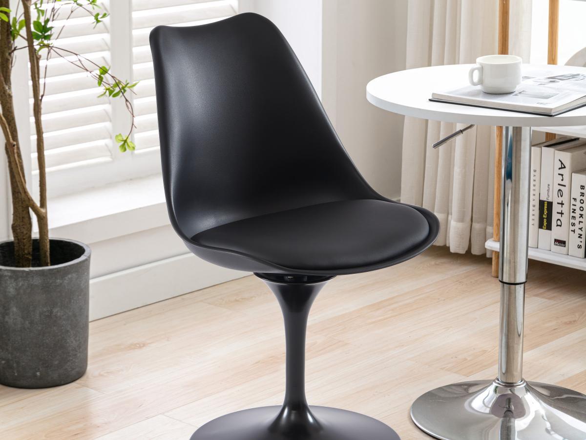 Vente-unique Lot de 6 chaises en polypropylène, simili et métal - Noir - XAFY  