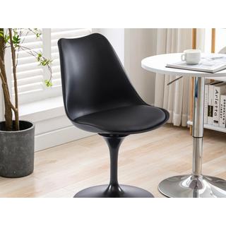 Vente-unique Lot de 6 chaises en polypropylène, simili et métal - Noir - XAFY  