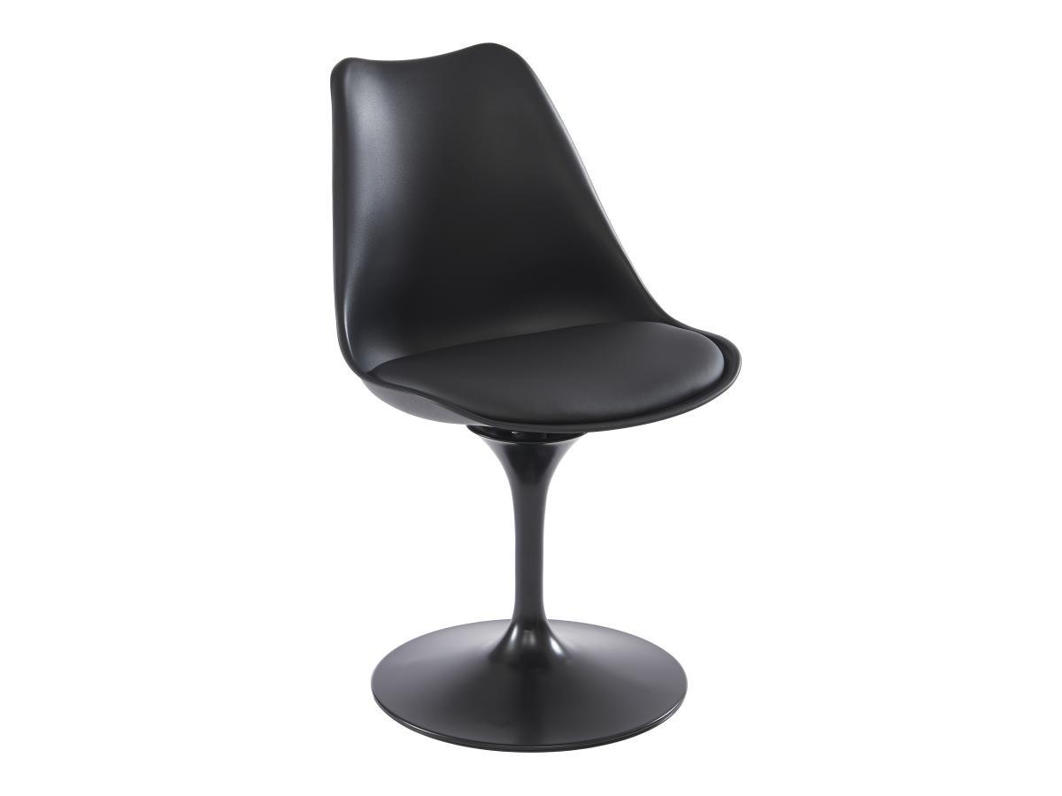 Vente-unique Lot de 6 chaises en polypropylène, simili et métal - Noir - XAFY  