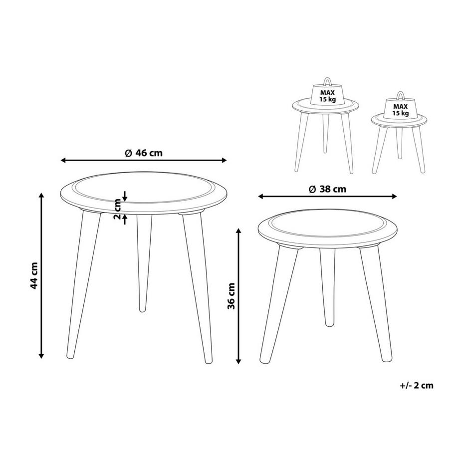 Beliani Lot de 2 tables d'appoint en Manguier Rustique TURUA  