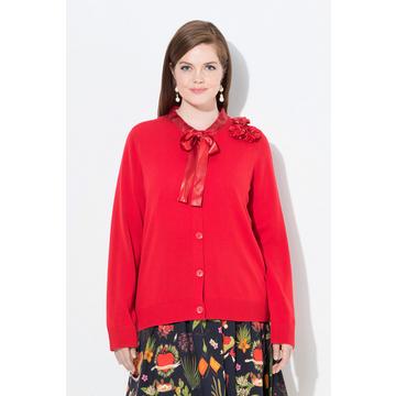Cardigan col rond et manches longues, fleurs en satin