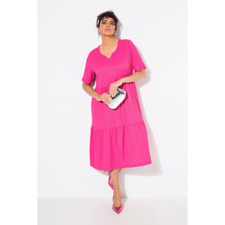 Ulla Popken Stufenkleid A-Linie Rundhalsausschnitt Halbarm  