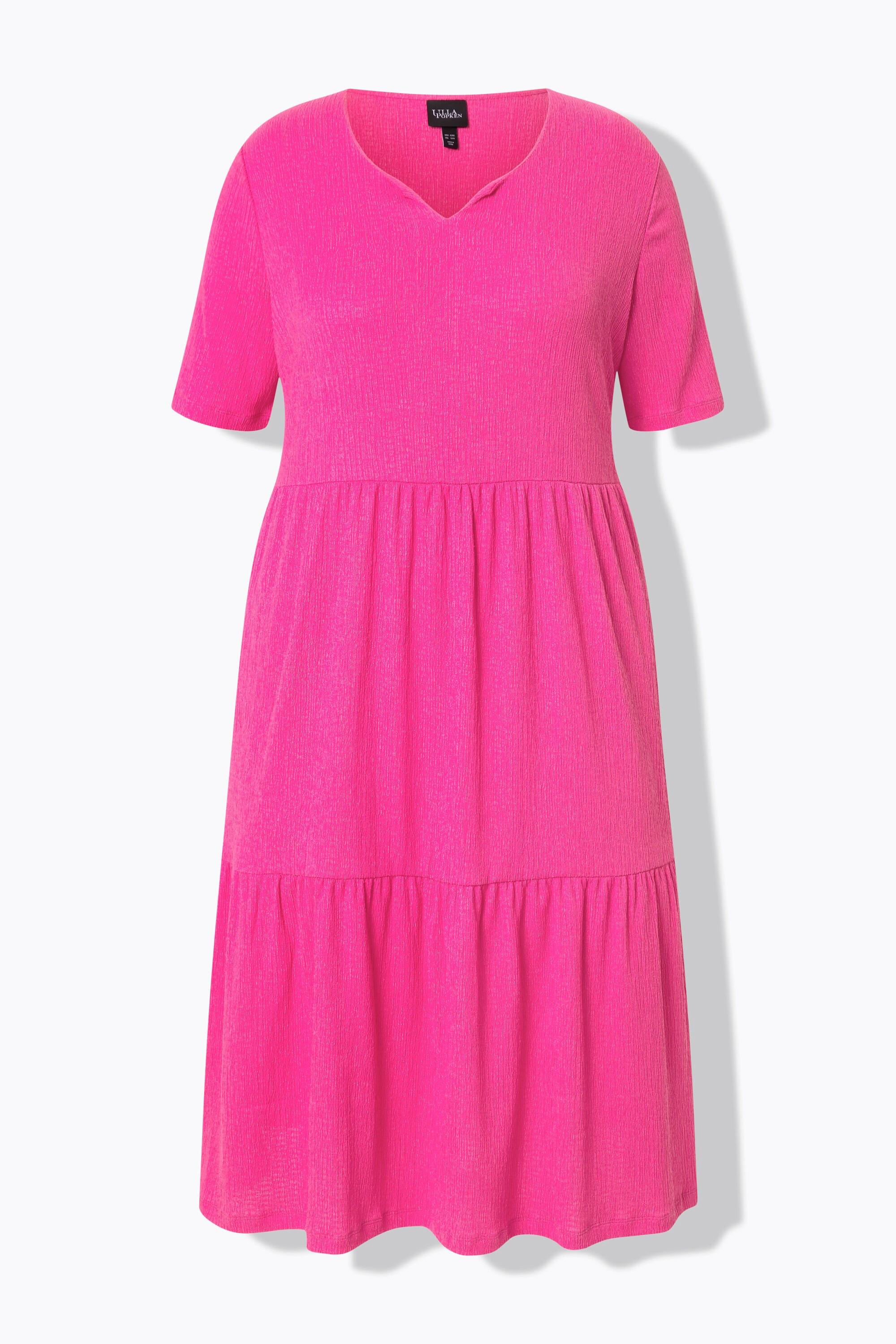 Ulla Popken Robe à Volants Superposés Col Rond Manches Mi-Longues  